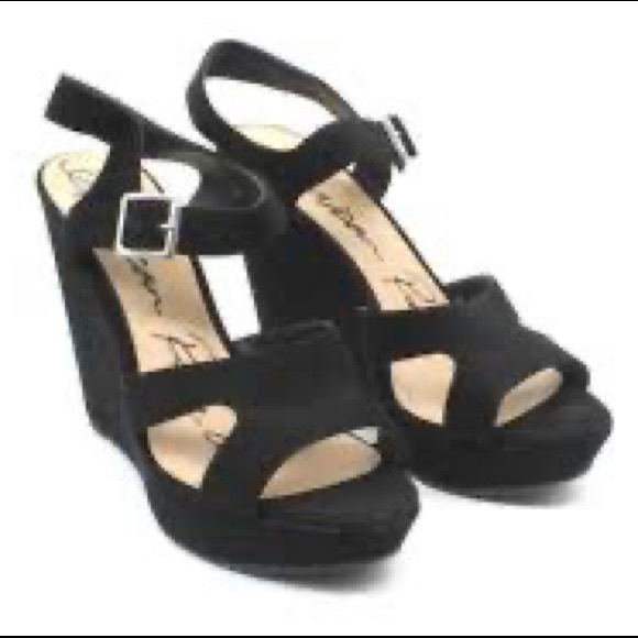 Velvety black platform wedges - Picture 14 of 14